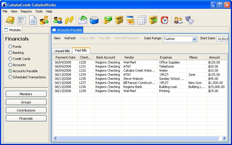 Church Accounts Payable