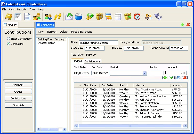 Church Campaigns and Church Pledges